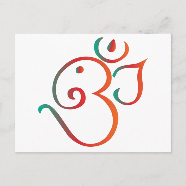 OM-ganpati-grün-orange Postkarte (Vorderseite)
