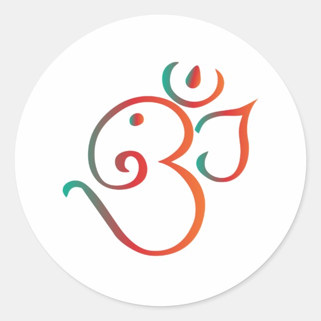 Om-ganpati-grün-orange Runder Aufkleber (Vorderseite)