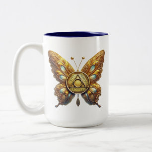 OM Gebet und Schmetterlingmünzen Tasse