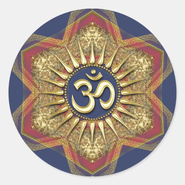 Om Gold Hexagon Sparkle Spirituelle Art Sticker (Vorderseite)