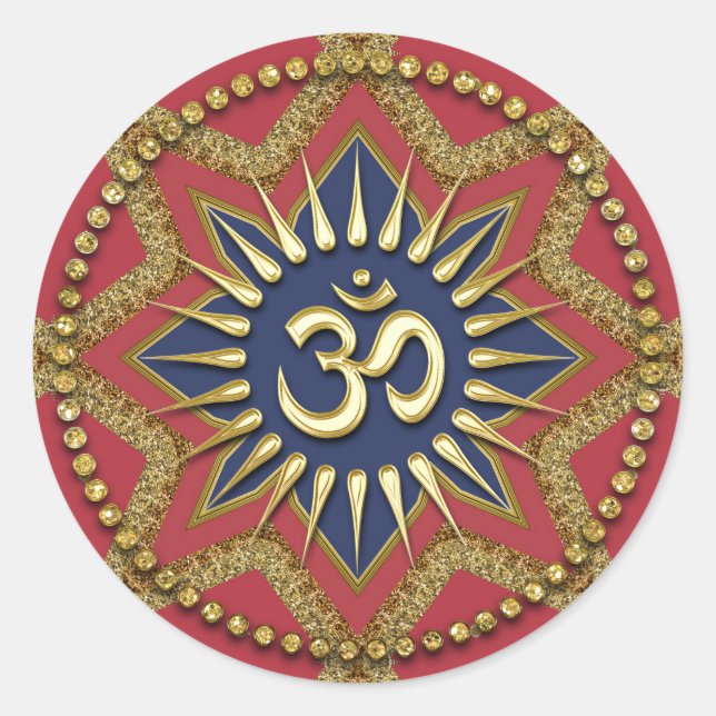 Om Gold Red Energy Spirituelle Art Sticker (Vorderseite)