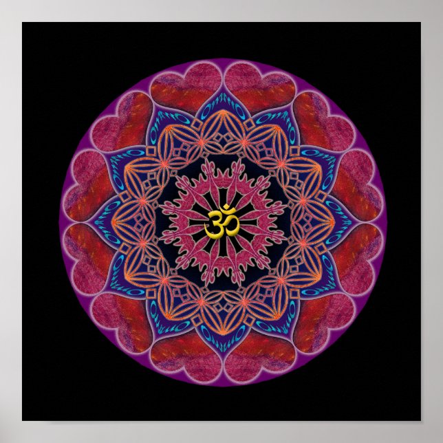 Om Heart Mandala Poster (Vorne)