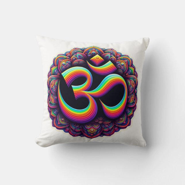 Om Hindu Symbol Throw Kissen (Vorderseite)