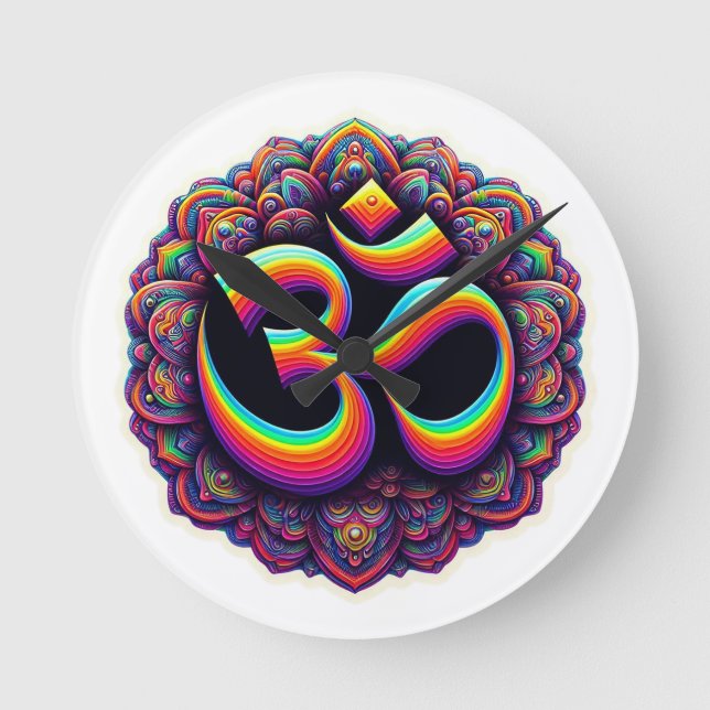 Om Hindu Symbol Wall Clock Runde Wanduhr (Vorderseite)