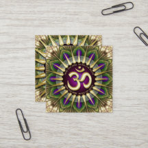 OM Holistic Lila Green Peacock Mandala Square