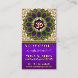 OM Holistic Royal Lila+Green Peacock Mandala Visitenkarte