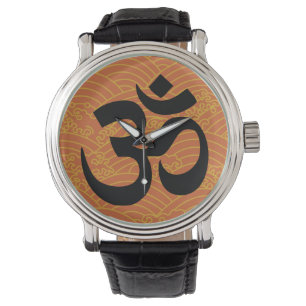 OM in einem Meer der orange Wellen Armbanduhr