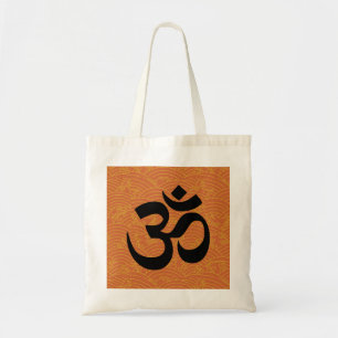 OM in einem Meer der orange Wellen Tragetasche