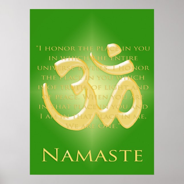 Om in Green & Gold - Namaste Poster (Vorne)