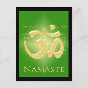 Om in Green & Gold - Namaste Postkarte
