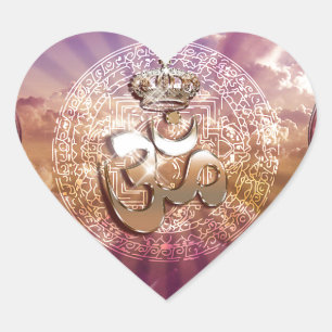 OM Kronenemblem Rose Yoga-Mediation Herz-Aufkleber