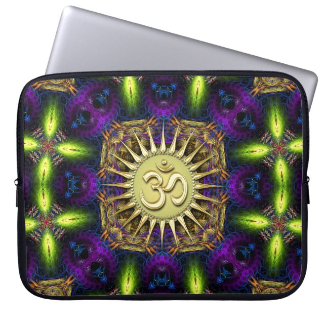 OM Lila grünes Fraktal Tapestry Laptop-Sieb Laptopschutzhülle (Vorderseite)