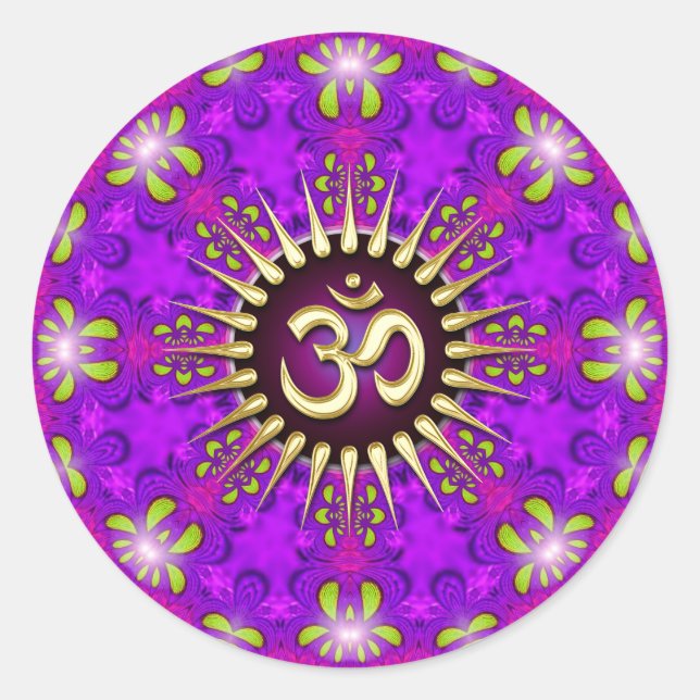 Om Lila Pink Mandala Mindfulness Yoga Sticker (Vorderseite)