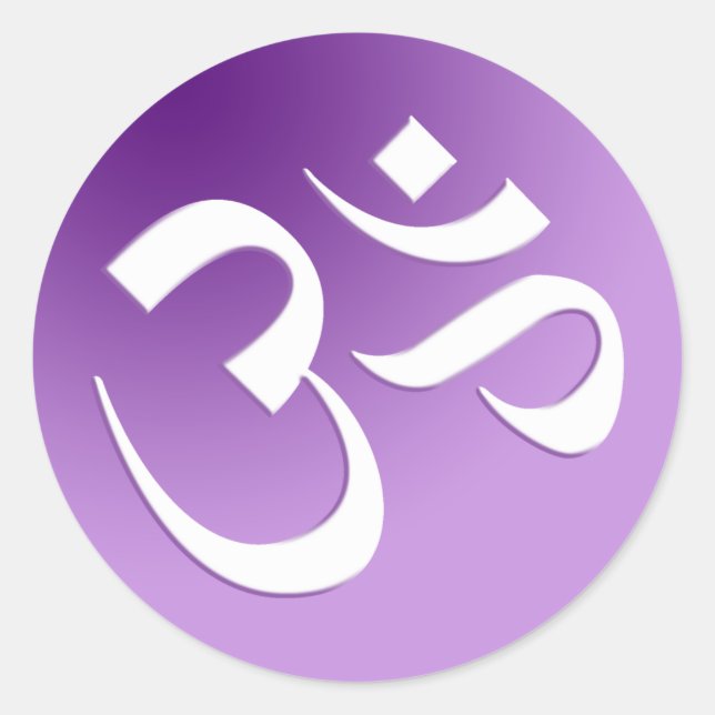 Om, Lila und weiß Runder Aufkleber (Vorderseite)