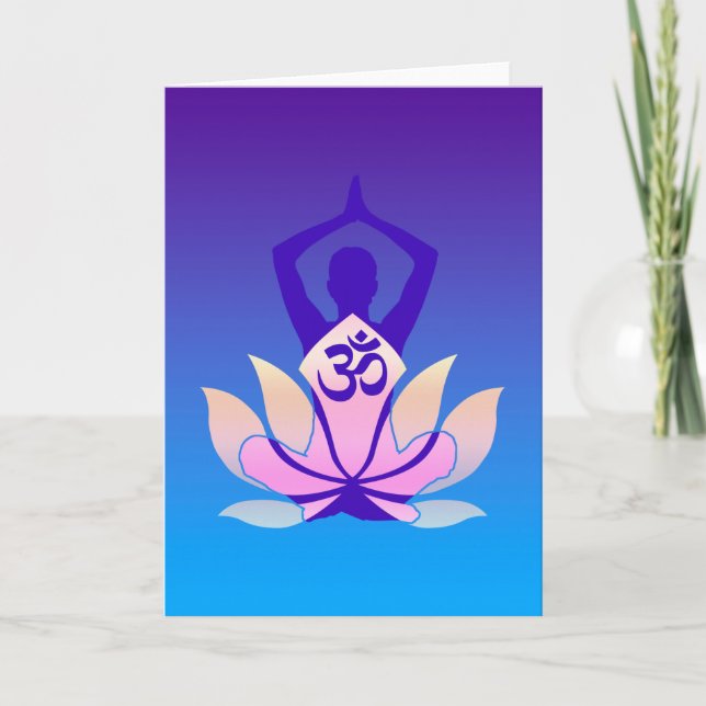 OM-Lotos-Yoga-Pose-lila Farbe Karte (Vorderseite)