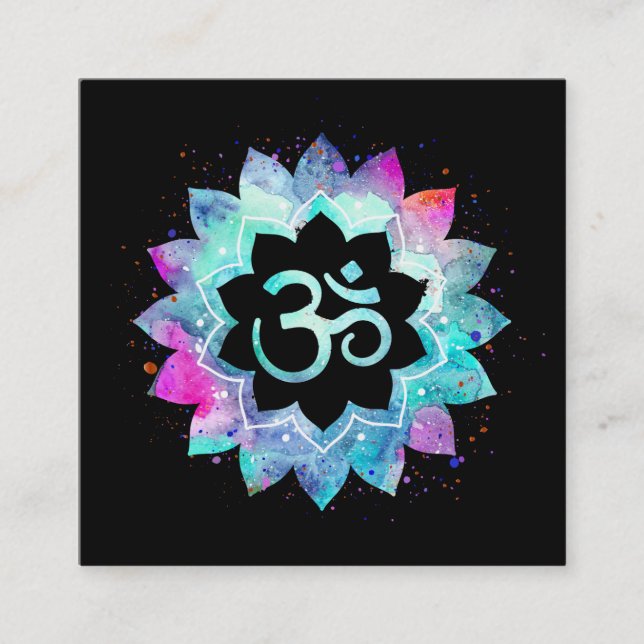 *~* Om Lotus Blume Mandala Om Symbol Quadratische Visitenkarte (Vorderseite)