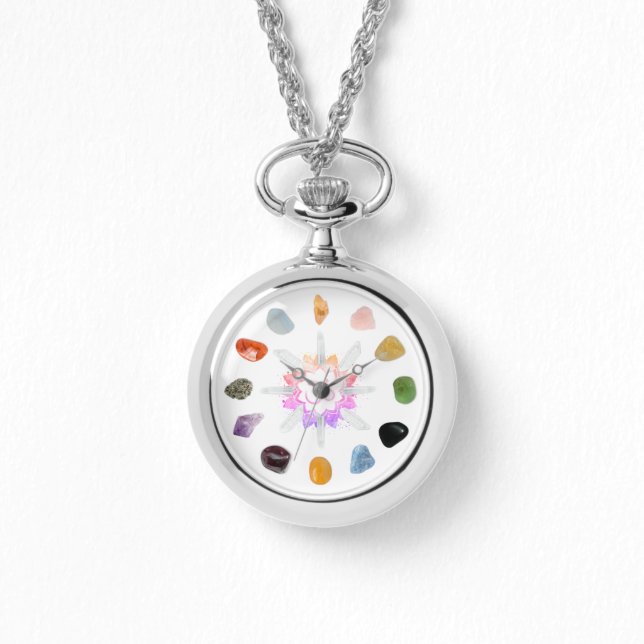*~* Om Lotus Crystal Grid Chakra Stones Spirituell Armbanduhr (Vorderseite)