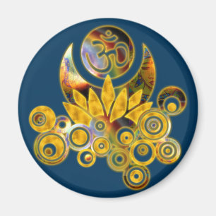 OM Lotus dunkelblau Magnet