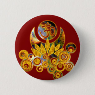 Om Lotus dunkelrot Button