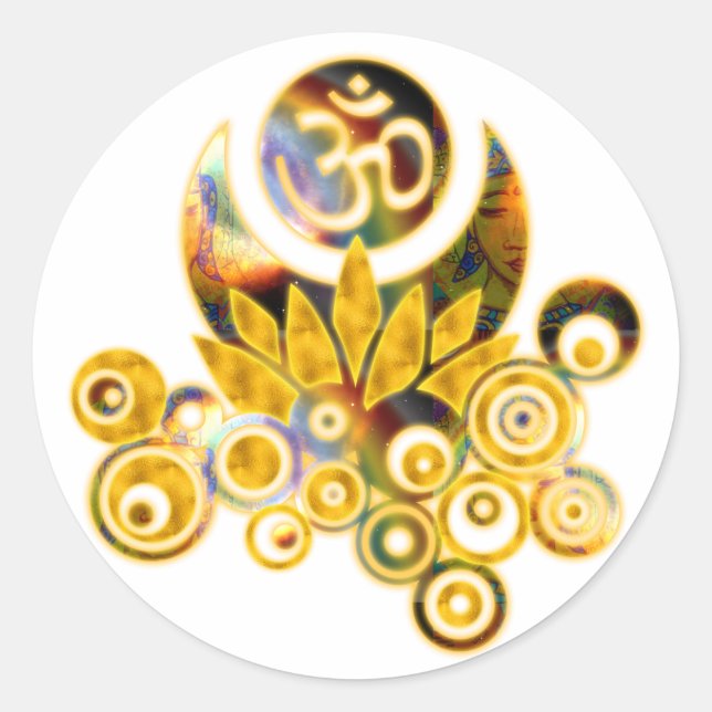 Om Lotus Runder Aufkleber (Vorderseite)