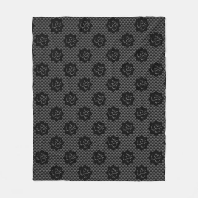 OM Lotus Spiritualität Yoga im Carbon Fibre Style Fleecedecke (Vorderseite)