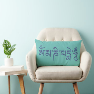 OM MA NI PADME HUM - Tibetischer Sanskrit Mantra 3 Lendenkissen