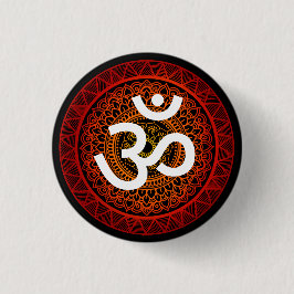 Om Mandala Red Root Chakra Button