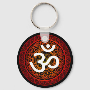 Om Mandala Red Root Chakra Schlüsselanhänger