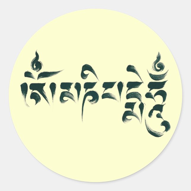 Om Mani Padme Hum III Runder Aufkleber (Vorderseite)