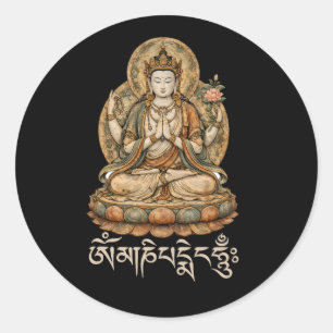 Om Mani Padme Hum Mantra Mitgefühl Chenrezig Runder Aufkleber