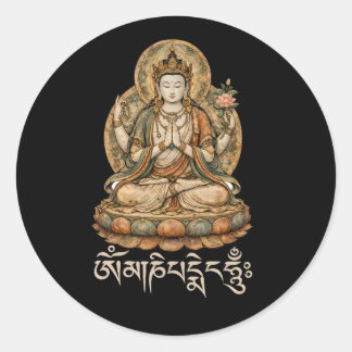 Om Mani Padme Hum Mantra Mitgefühl Chenrezig Runder Aufkleber