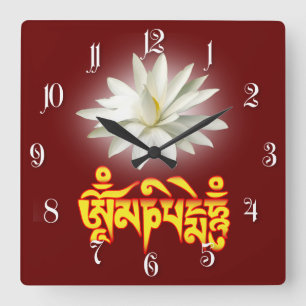 Om mani padme hum mantra quadratische wanduhr