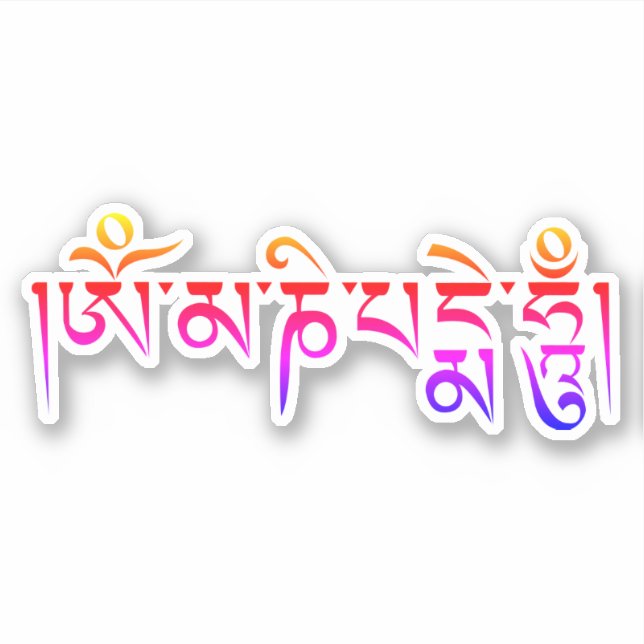Om Mani Padme Hum tibetisch-buddhistisches Mantra Aufkleber (Vorderseite)