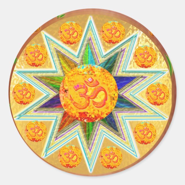 OM Mantra: CHANT Loud GAYATRI, im Herzen von SAVIT Runder Aufkleber (Vorderseite)