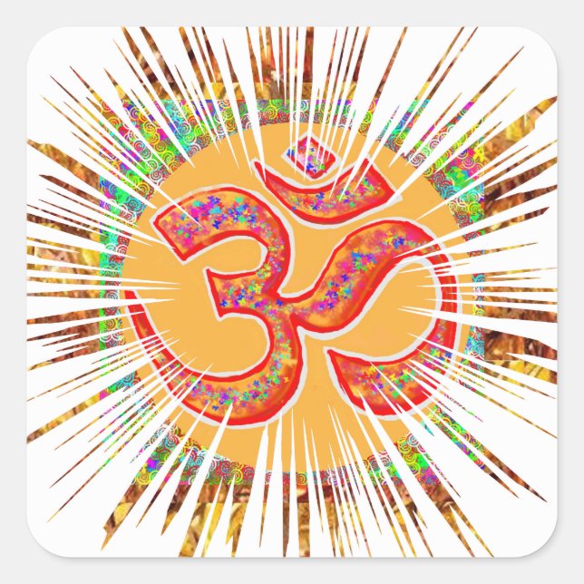 OM MANTRA Sparkle Quadratischer Aufkleber (Vorderseite)