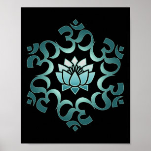 Om, Mantra, Symbol, Mandala, Lotusblume, Buddhismu Poster