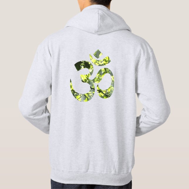 Om Mantra Symbol Mens Ash Gray doppelseitig Hoodie (Rückseite)