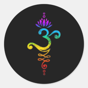 Om Mantra, Yoga, Symbol, Lotusblume, Regenbogen, C Runder Aufkleber