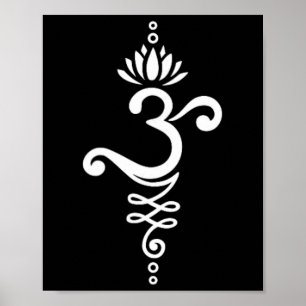 Om Mantra Yoga Symbol Mit Lotusblume Und Unalom Poster