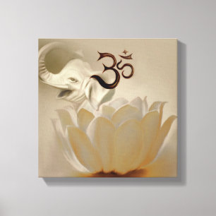 OM mit Lotos und Elefanten Leinwanddruck