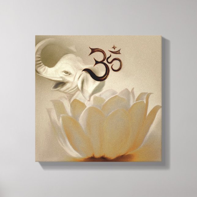Om mit Lotus und Elefanten Leinwanddruck (Vorderseite)