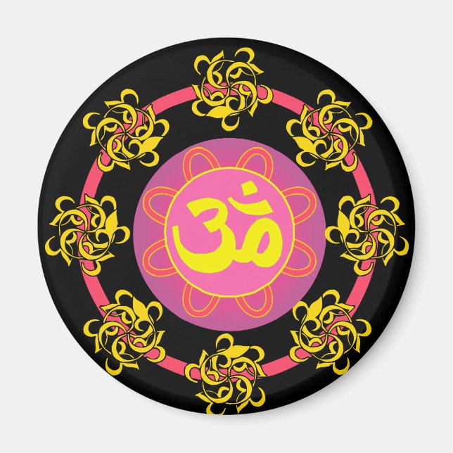 Om mit Wirbel und Farben! Magnet (Vorne)