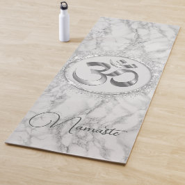 OM Namaste Silver Marble Glitzer Elegant Yogamatte