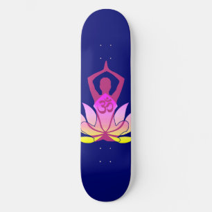 OM Namaste Spirituelle Lotus Blume Yoga auf blau Skateboard