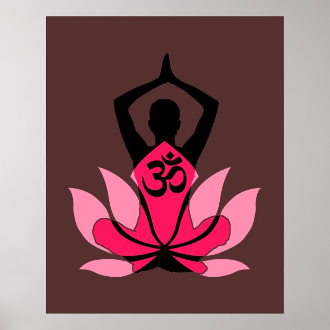 OM Namaste Spirituelle Lotus Blume Yoga in Umber Poster (Vorne)