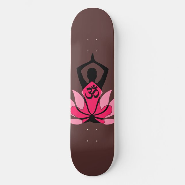 OM Namaste Spirituelle Lotus Blume Yoga in Umber Skateboard (Vorderseite)