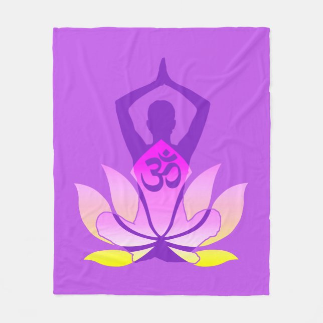 OM Namaste Spirituelle Lotus Blume Yoga Pose Pasta Fleecedecke (Vorderseite)