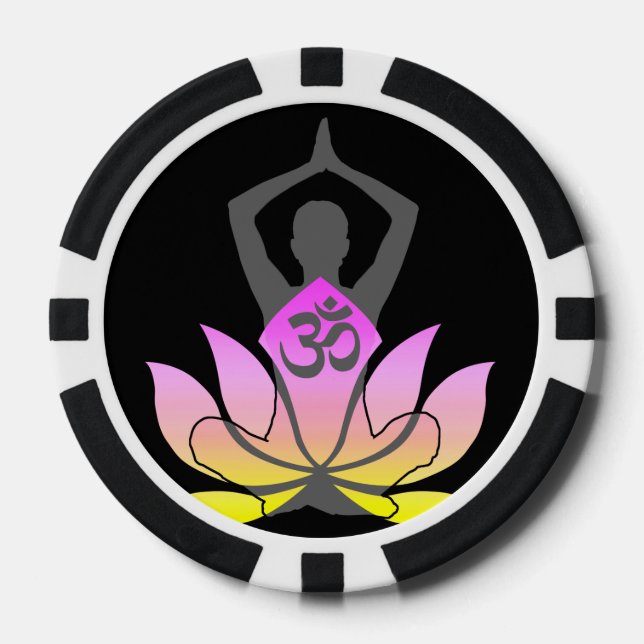OM Namaste Spirituelle Lotus Blume Yoga Pose Pokerchips (Vorderseite)