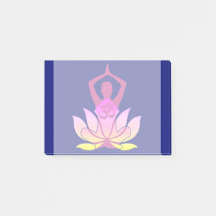 OM Namaste Spirituelle Lotusblume Yoga auf Blau Post-it Klebezettel