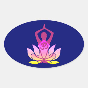 OM Namaste Spirituosen Lotus Blume Yoga Ovaler Aufkleber